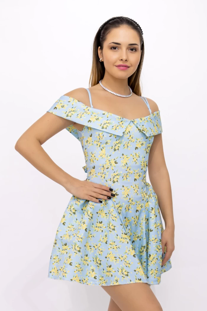 Дамска рокля 123061 Синьо-Жълто » MeiMall.bg
