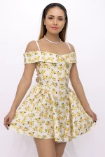 Дамска рокля 123061 Бял-Жълто » MeiMall.bg