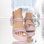 Дамски сандали на платформа 3LN3 Тъмно розово | Mei