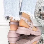 Дамски сандали на платформа 3LN3 Тъмно розово | Mei