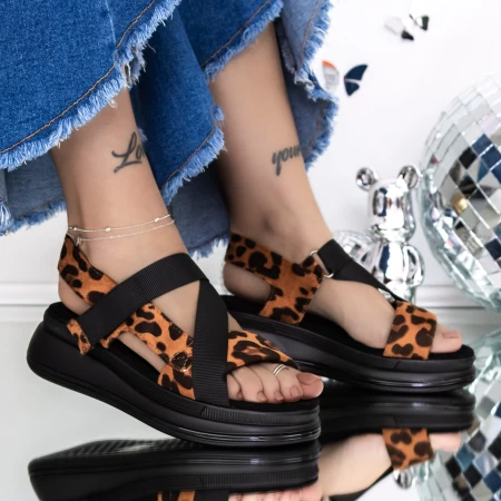 Дамски сандали на платформа 3GZ65 Леопард » MeiMall.bg