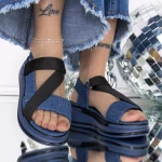 Дамски сандали на платформа 3GZ65 Сини дънки » MeiMall.bg