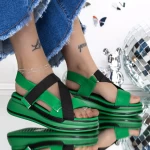 Дамски сандали на платформа 3GZ65 Зелено » MeiMall.bg