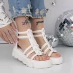 Дамски сандали на платформа 3HXS70 Бял » MeiMall.bg
