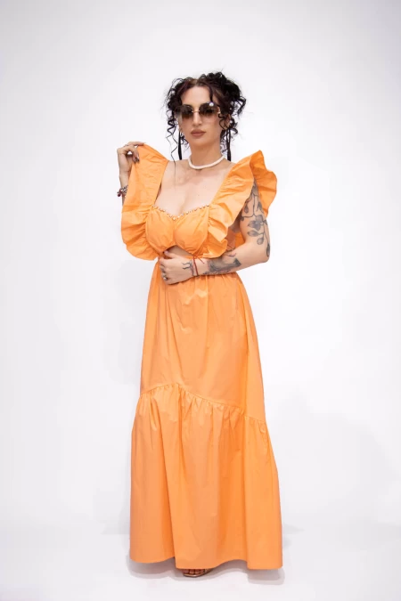 Дамска рокля L303-6899 Оранжево » MeiMall.bg
