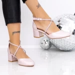 Pantofi cu Toc Gros 2YXD62 CHAMPAGNE | MEI