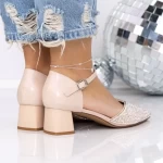 Pantofi cu Toc Gros Z58053-1 APRICOT | MEI