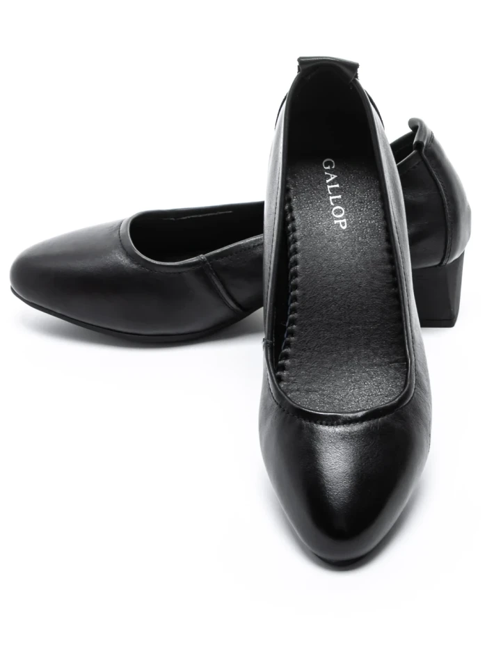 Pantofi cu toc din piele naturala 9729 BLACK | GALOP