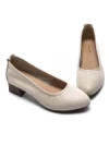 Pantofi cu toc din piele naturala 9729 CREAM | GALOP