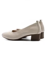 Pantofi cu toc din piele naturala 9729 CREAM | GALOP