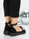 Sandale Dama cu Talpa Joasa 5H22 BLACK-WHITE | MEI