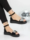 Sandale Dama cu Talpa Joasa 5H22 BLACK-WHITE | MEI