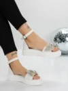 Sandale Dama cu Talpa Joasa 5H22 WHITE | MEI