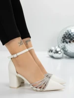 Pantofi cu Toc Gros 5XKK8PD WHITE | MEI
