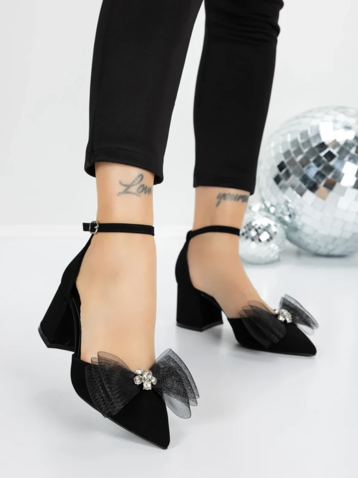 Sandale Dama cu Toc Gros 5XKK7 BLACK | MEI
