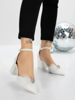 Sandale Dama cu Toc Gros 5XKK7 WHITE | MEI