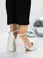 Sandale Dama cu Toc Gros 5XKK7 WHITE | MEI