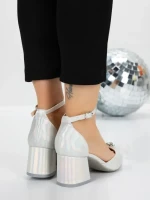 Sandale Dama cu Toc Gros 5XKK7 SILVER | MEI