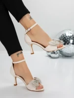 Sandale Dama cu Toc Subtire 5XKK11 BEIGE | MEI