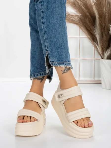 Sandale Dama cu Platforma 8577 BEIGE | MEI