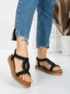 Sandale Dama cu Talpa Joasa 5GZ39 BLACK | MEI