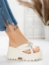 Papuci Dama cu Platforma 3AW321 WHITE | MEI
