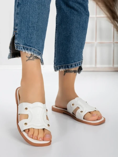 Papuci Dama cu Talpa Joasa 3AW307 WHITE | MEI
