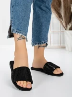 Papuci Dama cu Talpa Joasa 3AQ18 BLACK | MEI