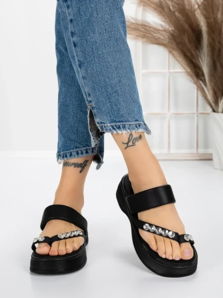 Papuci Dama cu Talpa Joasa 3AW291 BLACK | MEI