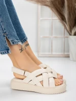 Sandale Dama cu Talpa Joasa 5H17 BEIGE | MEI