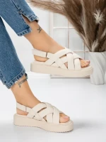 Sandale Dama cu Talpa Joasa 5H17 BEIGE | MEI
