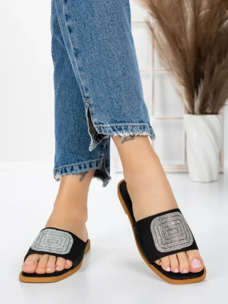 Papuci Dama cu Talpa Joasa 3AW308 BLACK | MEI