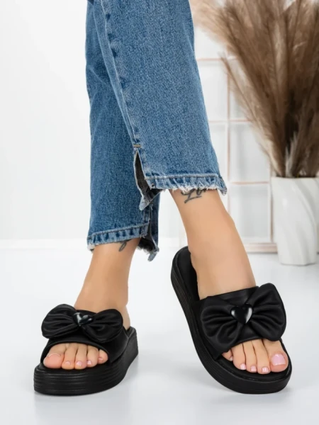 Papuci Dama cu Talpa Joasa 3AW319 BLACK | MEI