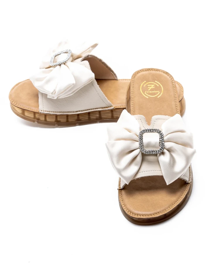 Papuci Dama din piele naturala 49005 CREAM | FORMAZIONE