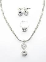 Set Colier + Cercei CLR013 ARGINTIU | MEI