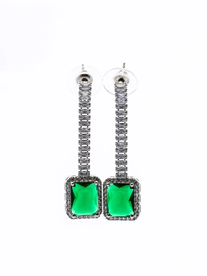 Set Colier + Cercei CLR016 ARGINTIU-VERDE | MEI