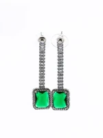 Set Colier + Cercei CLR016 ARGINTIU-VERDE | MEI