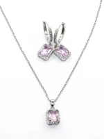 Set Colier + Cercei CLR001 ARGINTIU-ROZ | MEI