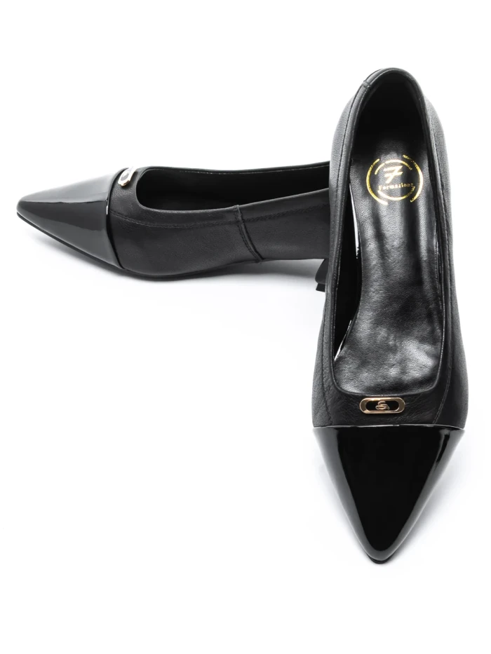 Pantofi cu Toc gros D26-103 Negru | Formazione