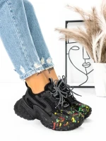 Pantofi Sport Dama cu Platforma 5WL82 BLACK | MEI