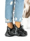 Pantofi Sport Dama cu Platforma 5WL83 BLACK-SILVER | MEI