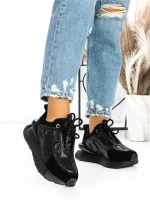 Pantofi Sport Dama din piele naturala 5SZ12 BLACK | PANTOFUL