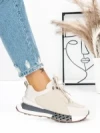 Pantofi Sport Dama din piele naturala 5SZ12 BEIGE | PANTOFUL