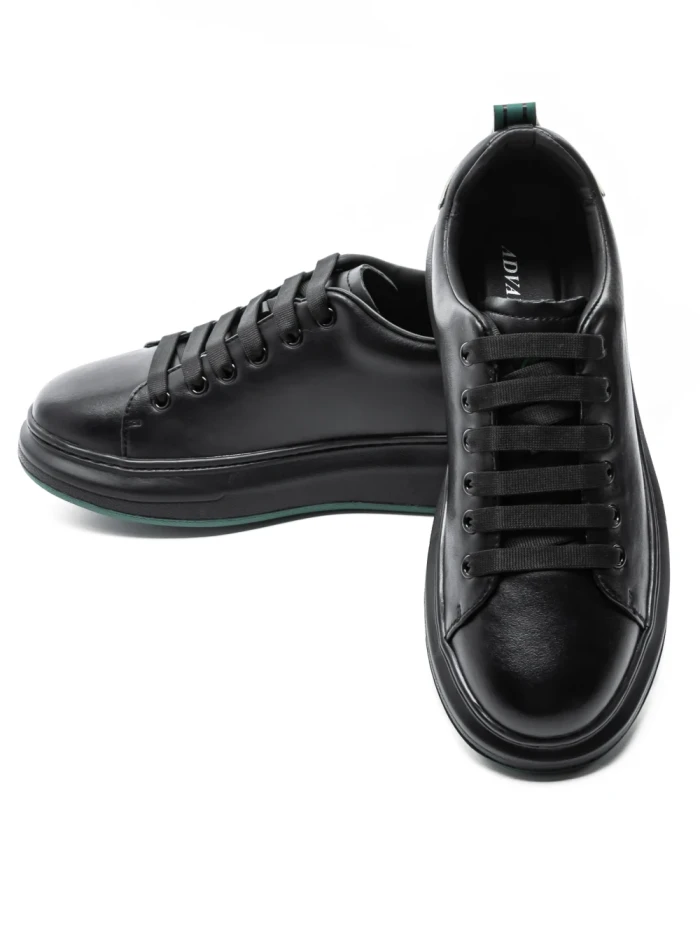 Pantofi Sport Barbati din piele naturala 51191 BLACK-GREEN | ADVANCER