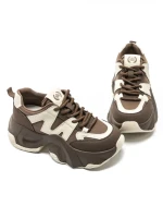 Pantofi Sport Dama din piele naturala 3A532 BROWN-CREAM | ADVANCER