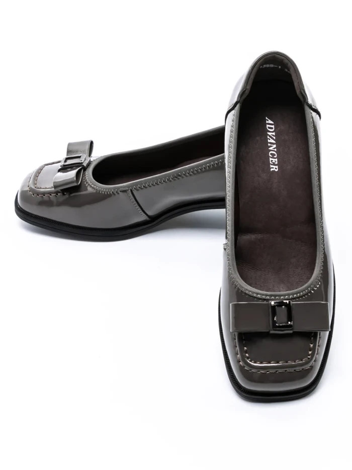 Pantofi cu toc din piele naturala 1355-1 GREY | ADVANCER