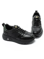 Pantofi Sport Barbati din piele naturala 302 BLACK-GREEN | ADVANCER