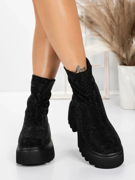 Ghete Dama cu Platforma 5WL77 ALL BLACK | MEI