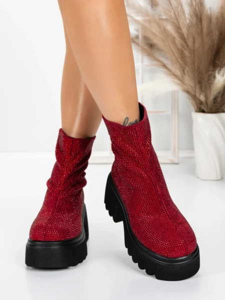 Ghete Dama cu Platforma 5WL77 WINERED | MEI