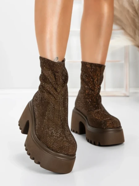Ghete Dama cu Platforma 5WL77 BROWN | MEI